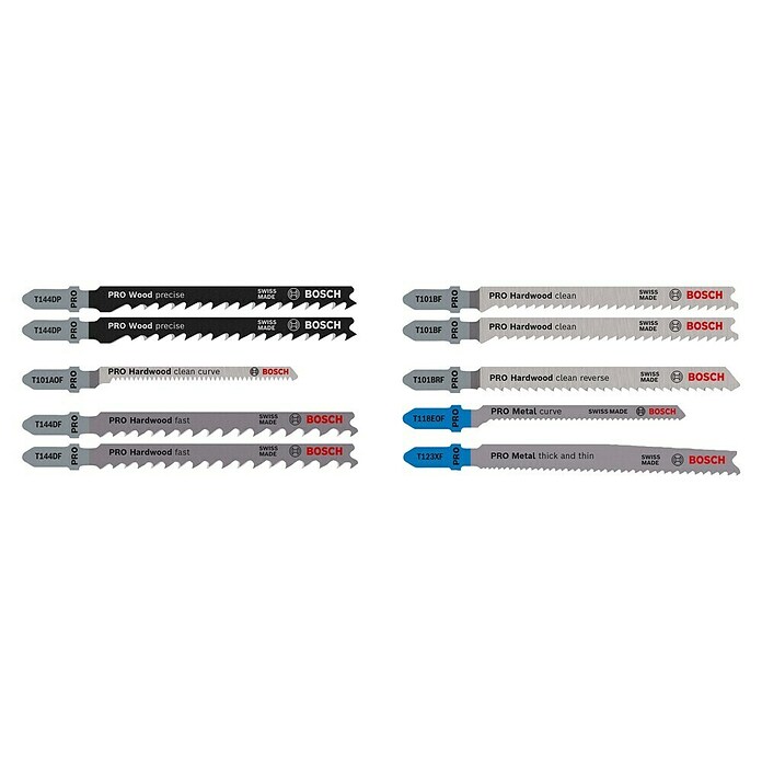 Bosch Professional Stichsägeblatt-Set (Holz/Metall, 10 -tlg., T-Schaft) | BAUHAUS