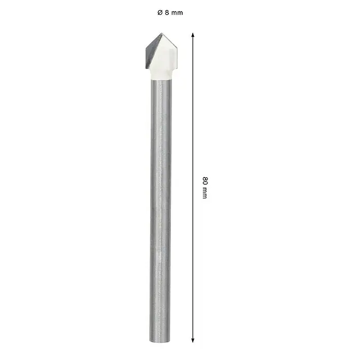 Bosch Fliesenbohrer CYL-9 SoftCeramic - Durchmesser Bohrer: 8 mm, 1 Stk. - Abbildung eines 8-mm-Senkbohrers mit einer Länge von 80 mm. Ideal für präzise Bohrungen und Senkungen in Holz und anderen Materialien.