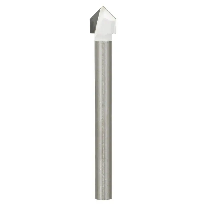 Bosch Fliesenbohrer CYL-9 SoftCeramic - Durchmesser Bohrer: 12 mm, 1 Stk. - Nahaufnahme einer modernen Außenleuchte mit einem zylindrischen Körper und einem weißen, prismenförmigen Aufsatz.