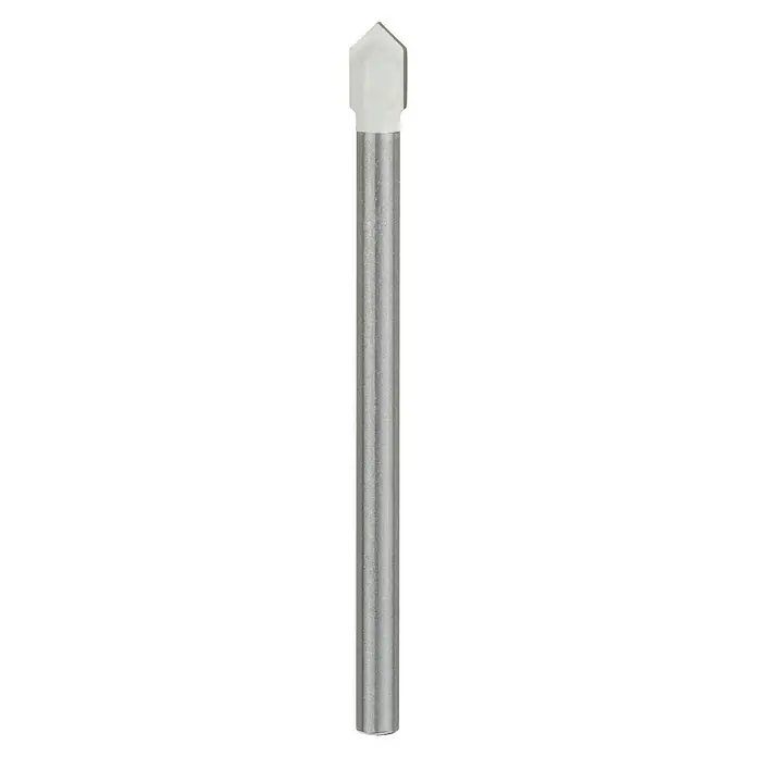 Bosch Fliesenbohrer CYL-9 SoftCeramic - Durchmesser Bohrer: 6 mm, 1 Stk. - Bild eines Türstoppers mit zylindrischem Körper und weißem Gummipuffer oben. Der Türstopper ist aus gebürstetem Metall.
