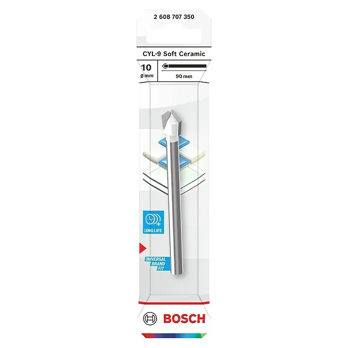 Bosch Fliesenbohrer CYL-9 SoftCeramic - Durchmesser Bohrer: 10 mm, 1 Stk. - Bild einer CYL-9 Soft Ceramic Fliesenbohrer von Bosch, ideal für Keramik.