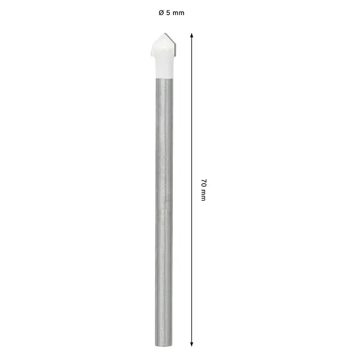 Bosch Fliesenbohrer CYL-9 SoftCeramic - Durchmesser Bohrer: 5 mm, 1 Stk. - Produktabbildung eines 5 mm Glasbohrers mit einer Länge von 70 mm, geeignet für präzise Bohrungen in Glas und Keramik.