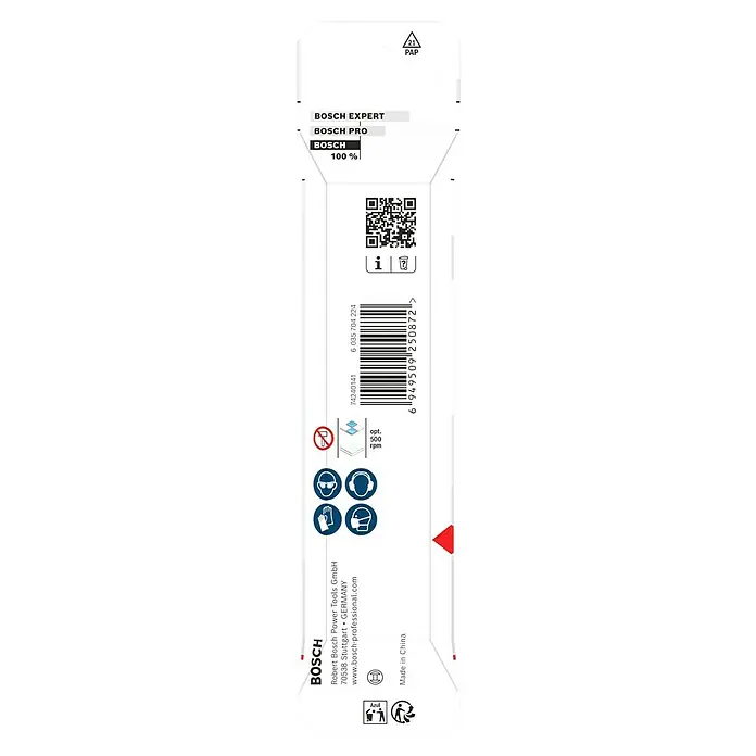 Bosch Fliesenbohrer CYL-9 SoftCeramic - Durchmesser Bohrer: 10 mm, 1 Stk. - Produktverpackung von Bosch mit Sicherheitsanweisungen, Barcode, Herstellerinformationen und Recyclinghinweisen.