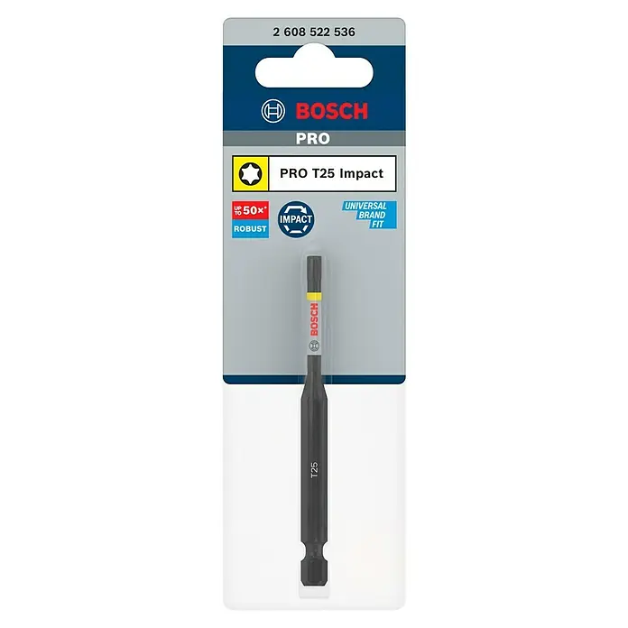 Bosch Bit PRO Impact T - T25, 90 mm - Bosch PRO T25 Impact Schrauberbit mit bis zu 50-facher Lebensdauer und universeller Passform für robuste Anwendungen.