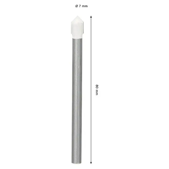 Bosch Fliesenbohrer CYL-9 SoftCeramic - Durchmesser Bohrer: 7 mm, 1 Stk. - Ein Blick auf einen Stab mit den Maßen Durchmesser 7 mm und einer Höhe von 80 mm, ideal für Präzisionsanwendungen in verschiedenen Projekten.