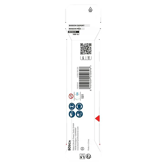 Bosch Fliesenbohrer CYL-9 SoftCeramic - Durchmesser Bohrer: 14 mm, 1 Stk. - Bild einer Bosch EXPERT Pro Produktverpackung, die Details wie Barcodes, Logos und Recyclinginformationen enthält.