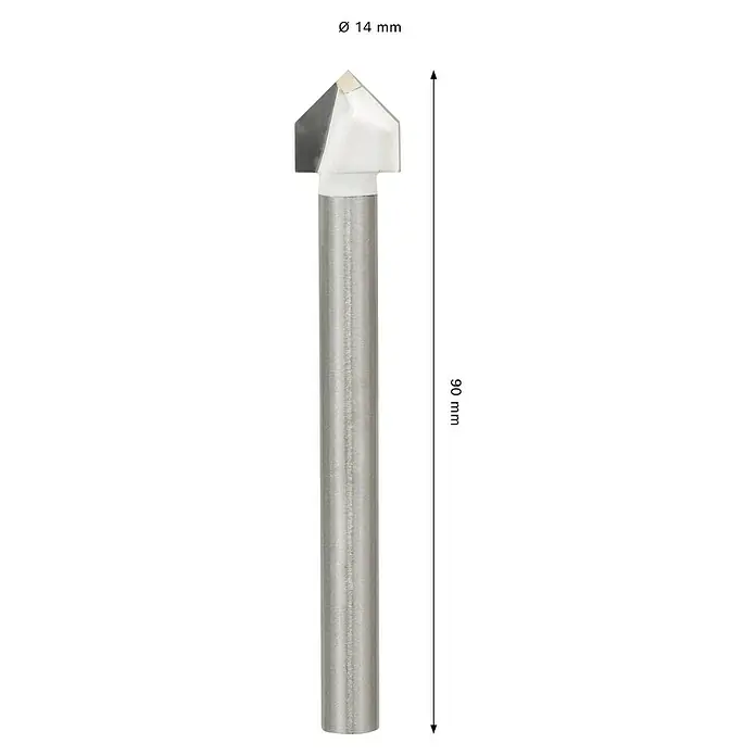 Bosch Fliesenbohrer CYL-9 SoftCeramic - Durchmesser Bohrer: 14 mm, 1 Stk. - Produktbild eines 14 mm Nutfräsers mit einer Länge von 90 mm für präzise Holzbearbeitung.
