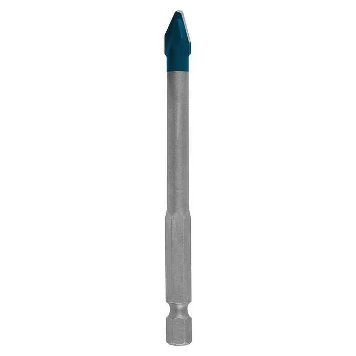 Bosch Professional Fliesenbohrer HEX-9 Hard Ceramic - Durchmesser Bohrer: 7 mm, Länge: 90 mm - Nahaufnahme eines blauen Betonbohrers, der für präzise und effiziente Bohrarbeiten in harten Materialien konzipiert wurde.