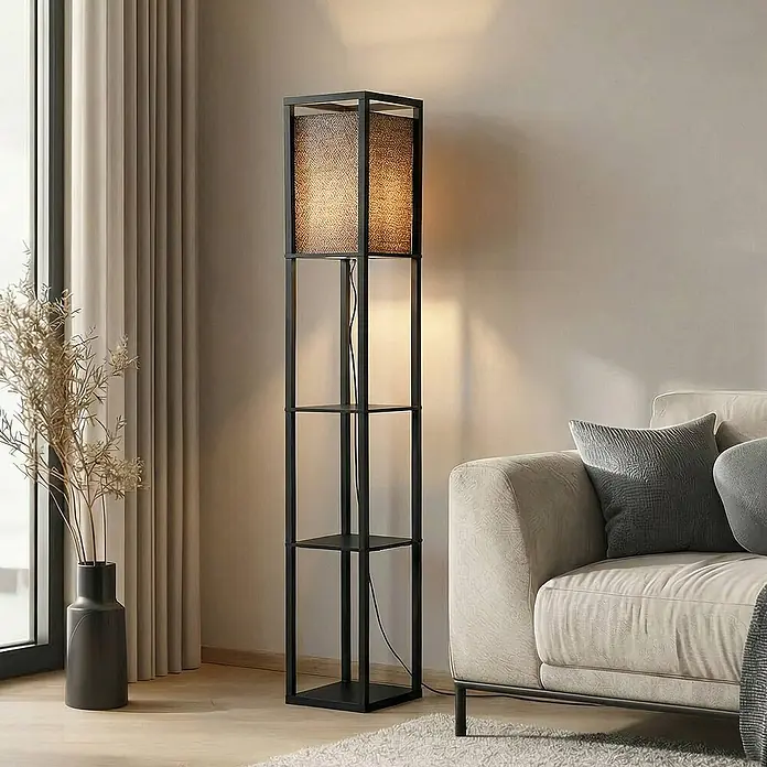 Lindby Stehleuchte Birta - schwarz, schwarz, E27