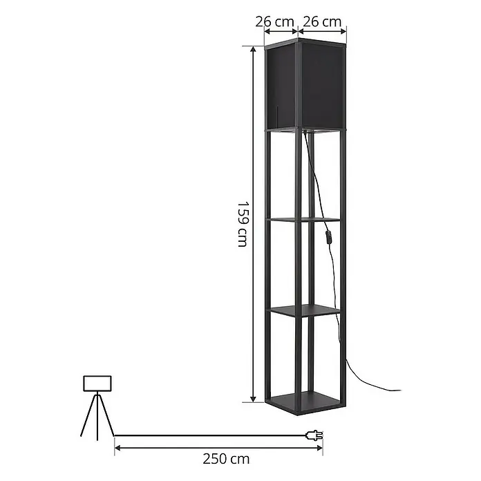 Lindby Stehleuchte Birta - schwarz, schwarz, E27