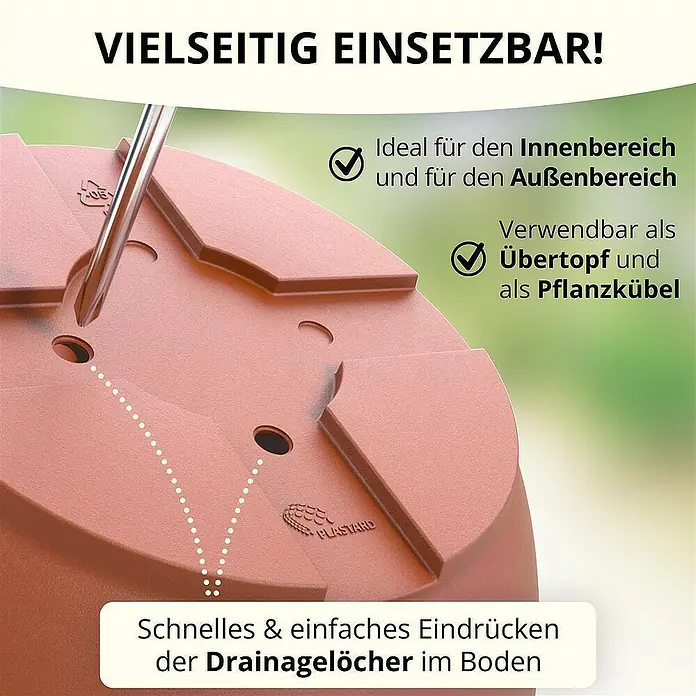 Plastard Pflanztopf Capri 5er Set mit Untersetzer in Terrakotta – Blumentopf - 5 Stk., Kunststoff, Terrakotta