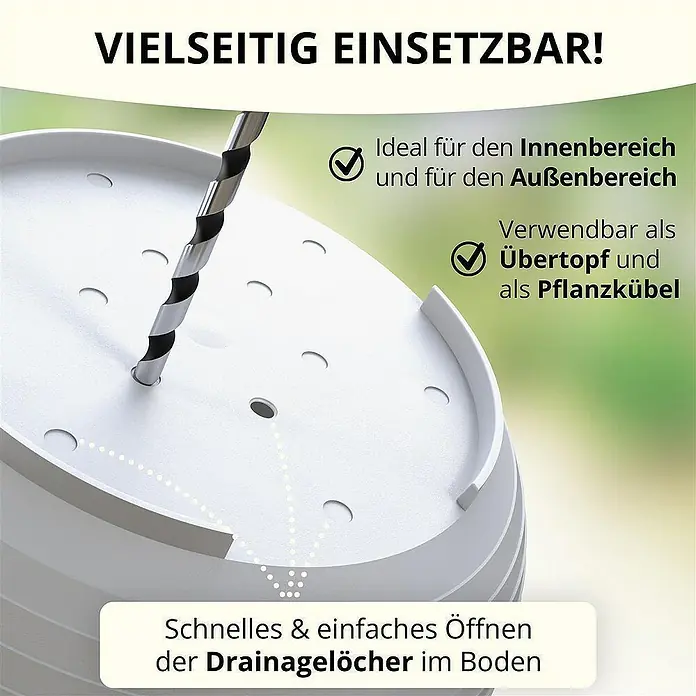 Plastard Pflanztopf Milano 3er Set mit Untersetzer in Weiß – Blumentopf - 3 Stk., Kunststoff, Weiß