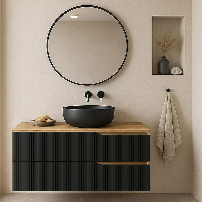 Futurbath Mueble de lavabo Marina (L x An x Al: 45 x 100 x 55 cm, Negro, Melamina) | BAUHAUS