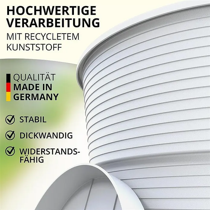 Plastard Pflanztopf Milano 3er Set mit Untersetzer in Weiß – Blumentopf - 3 Stk., Kunststoff, Weiß