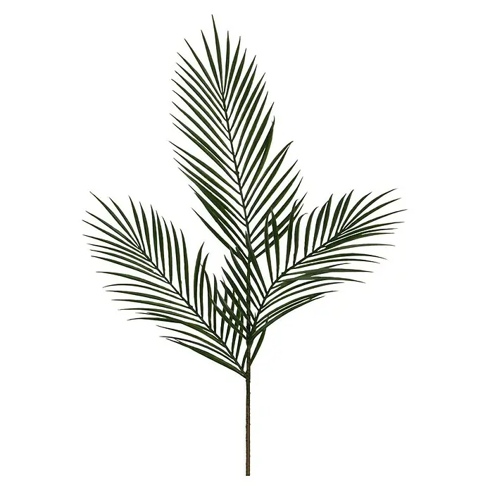 Kunstblume Areca Palme - 99 cm, Grün, Kunststoff - Dunkelgrünes künstliches Palmenblatt mit mehreren Fiederblättchen.