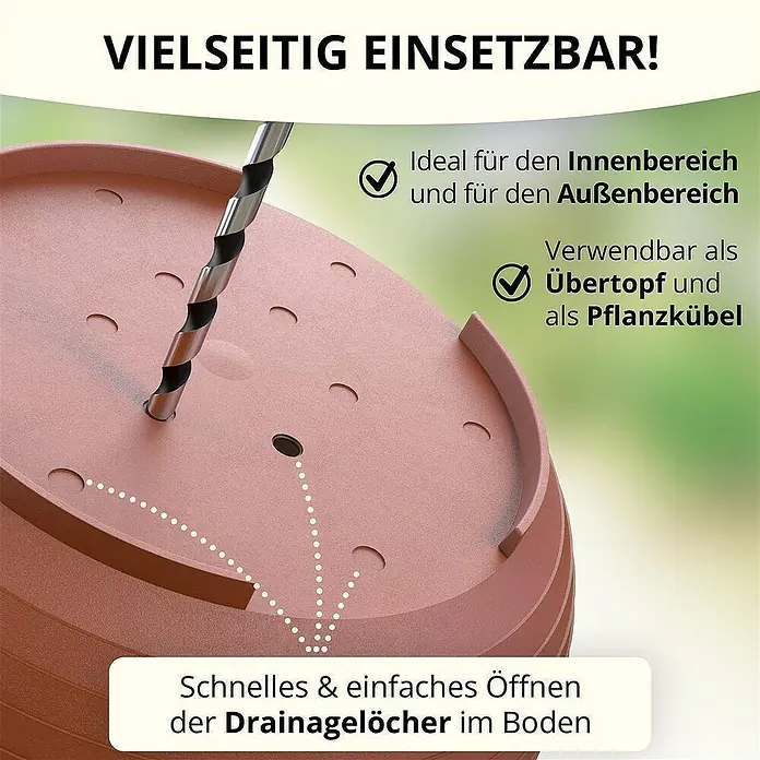 Plastard Pflanztopf Milano 10er Set mit Untersetzer in Terrakotta – Blumentopf - 10 Stk., Kunststoff, Terrakotta