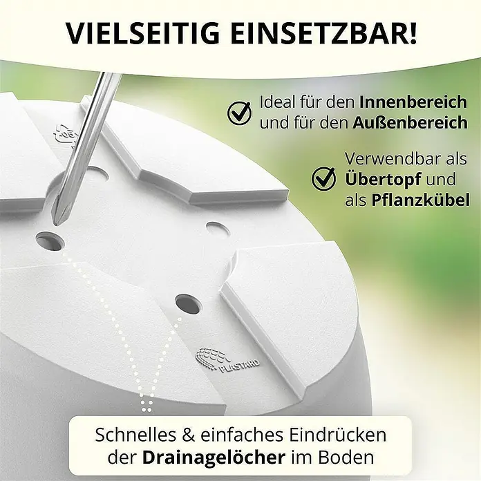 Plastard Pflanztopf Capri 3er Set mit Untersetzer in Weiß – Blumentopf - 3 Stk., Kunststoff, Weiß