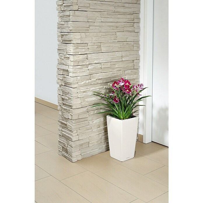 Lechuza Pflanzsäule eckig Cubico Premium (Außenmaß (L x B x H): 22 x 22 x 41 cm, Kunststoff, Weiß, Glänzend) | BAUHAUS