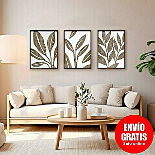 Cuadro de madera Floral Set de 3 (Floral, An x Al: 50 x 70 cm, 3 pzs.)