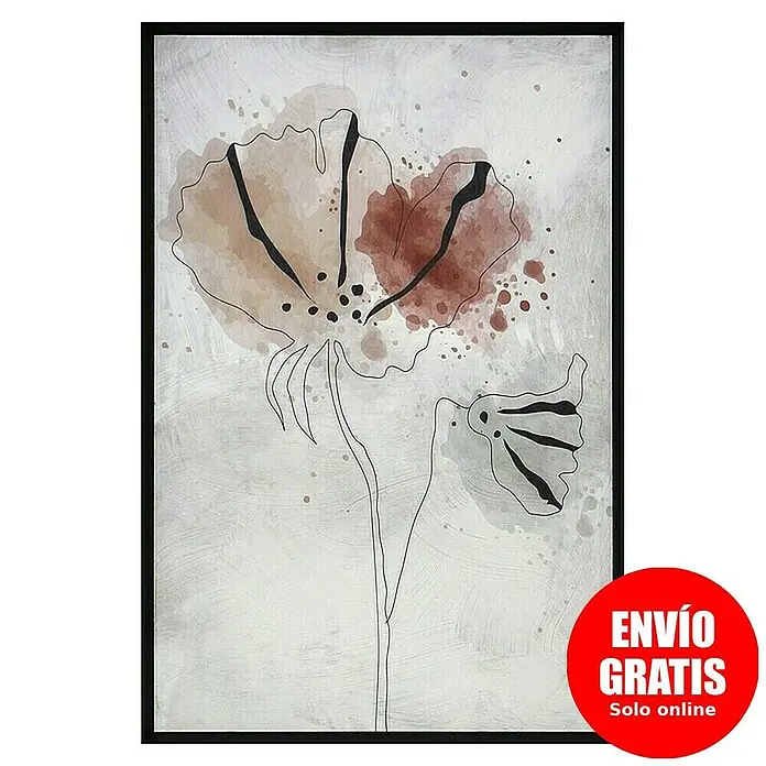 Cuadro 509 - Abstracto 509, An x Al: 42 x 52 cm, 1 pzs. - Elegante arte floral enmarcado en colores suaves. Perfecto para espacios modernos.