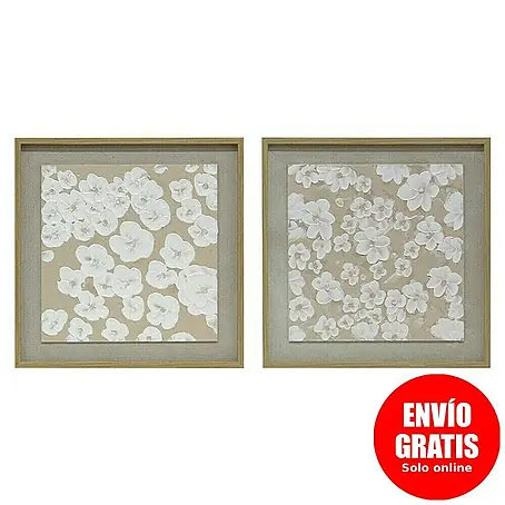 Cuadro set de 2 Flores en Relieve