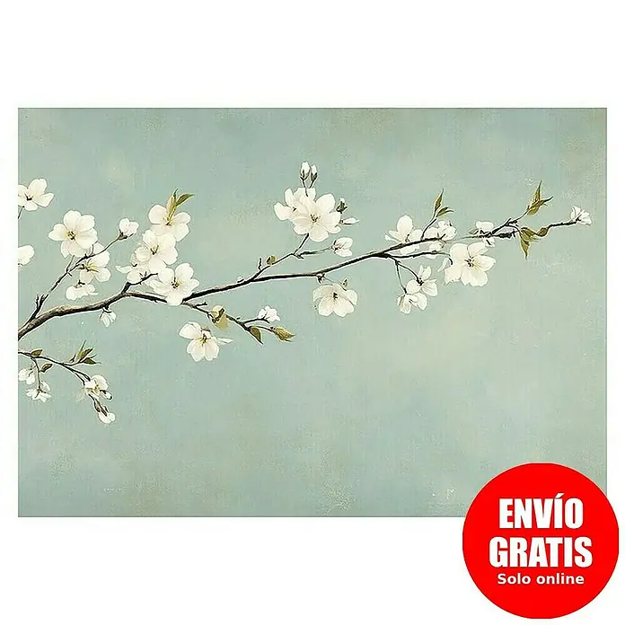 Armario de contadores Flor - Flor, An x Al: 47 x 37 cm - Un lienzo con delicadas flores blancas sobre un suave fondo azul claro. La impresión en lienzo irradia tranquilidad.