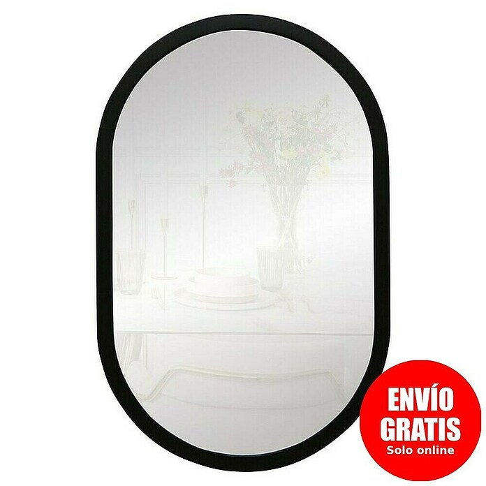 Espejo de pared Ovalado (45 x 70 cm, Negro liso) | BAUHAUS