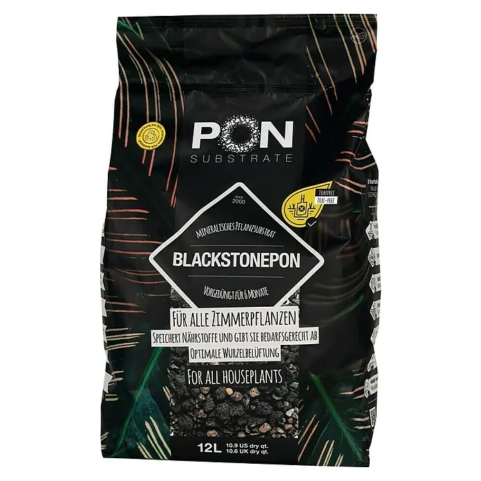 Lechuza Pflanzensubstrat Blackstone Pon - 12 l - Schwarzer Beutel LECHUZA PON Mineral-Pflanzsubstrat, 12L, für Zimmerpflanzen, torffrei.