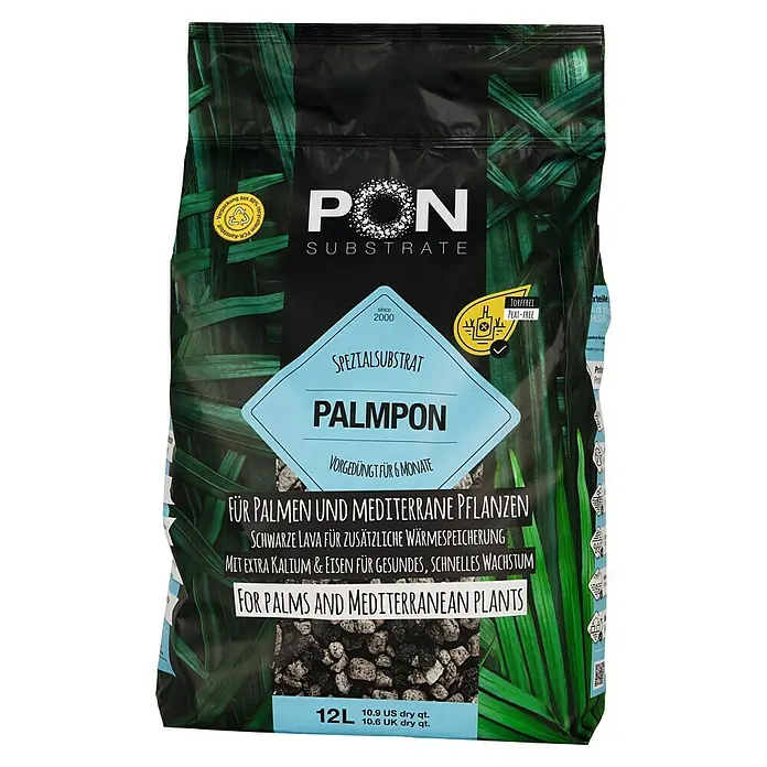 Lechuza Pflanzgranulat Plampon - 12 l - Schwarzer Beutel PON SUBSTRATE PALMPON, 12L, für Palmen & mediterrane Pflanzen. Torffrei, 80% recycelte Verpackung.