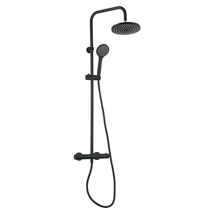 Camargue Douchesysteem Regendouche (Aantal straalsoorten: 2 st., Zwart, Diameter douchekop: 22 cm) | BAUHAUS