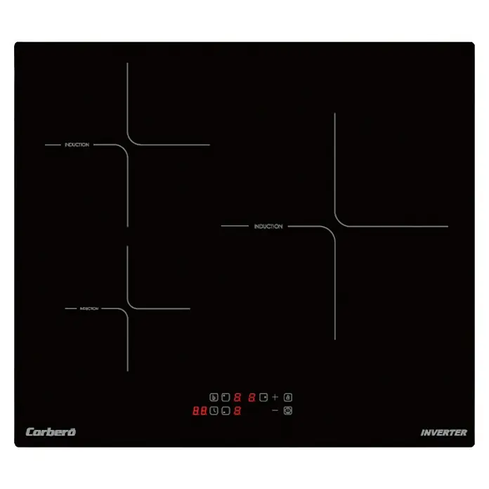 Corberó Placa de cocción CCIM3362 - Número de fogones de inducción: 3 ud., Vidrio - Placa de inducción negra Corberó con cuatro zonas de cocción y pantalla digital. Diseño elegante y moderno para la cocina.