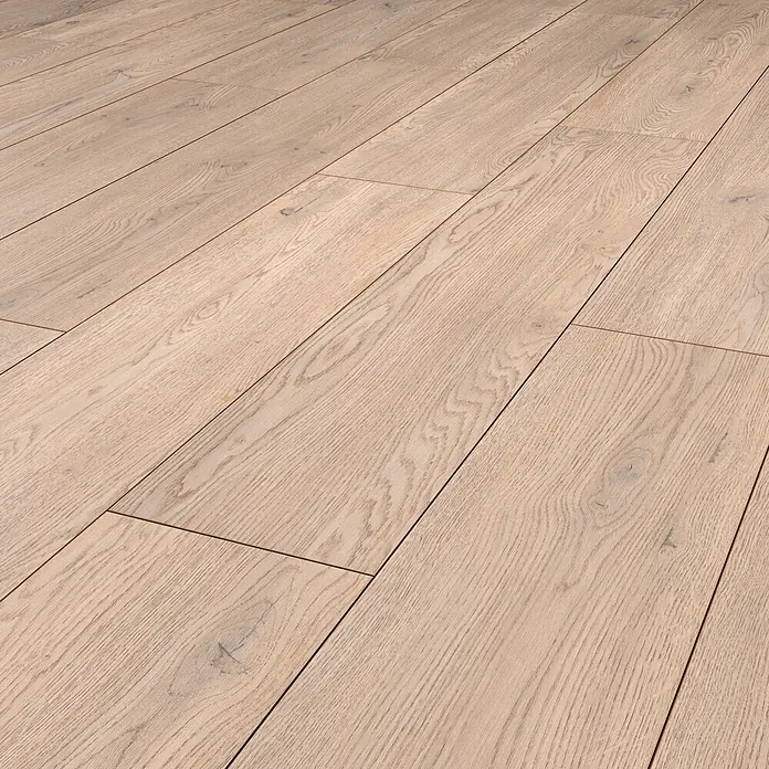 LOGOCLIC Edition Laminat Vinto - Twilight Oak, Landhausdiele, 1.288 x 245 x 8 mm - Helle Holzoptik-Bodenbelag mit ausgeprägter Maserung.