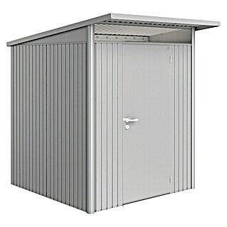 Biohort AvantGarde Gerätehaus A1 (Außenmaß inkl. Dachüberstand (B x T): 180 x 220 cm, Stahl, Silber Metallic, Einzeltür)