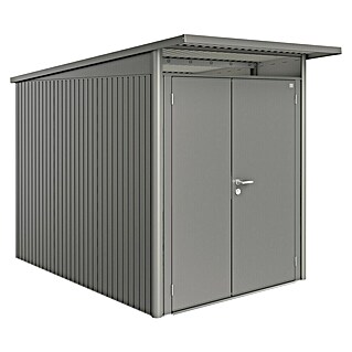Biohort AvantGarde Gerätehaus A3 (Außenmaß inkl. Dachüberstand (B x T): 180 x 300 cm, Stahl, Quarzgrau Metallic, Doppeltür)