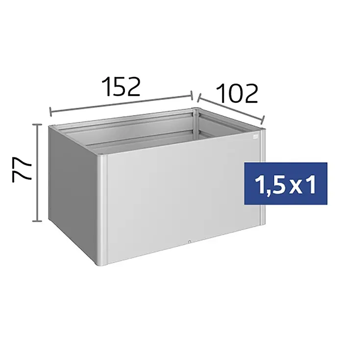Biohort Hochbeet - 102 x 152 x 77 cm, Stahl, Quarzgrau Metallic - Silbergraues rechteckiges Hochbeet aus Metall mit Maßen 152x102x77.