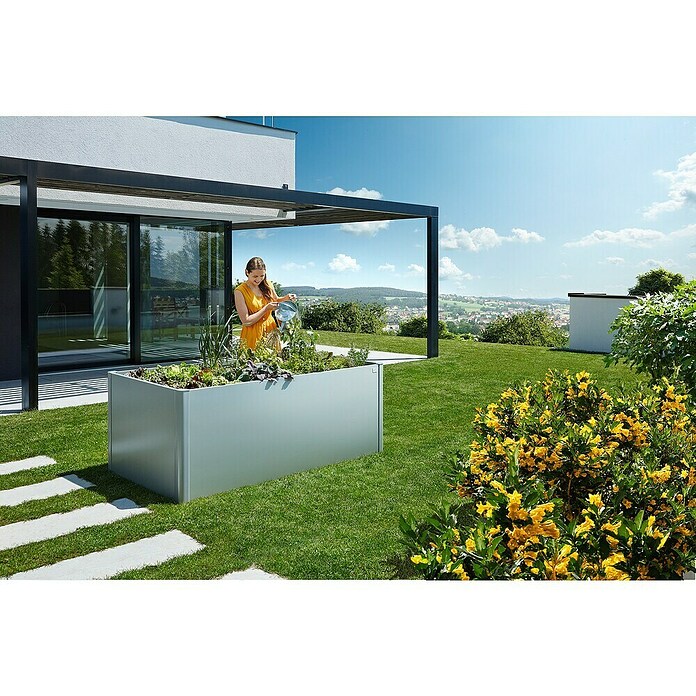 Biohort Hochbeet 2 x 1 (102 x 201 x 77 cm, Stahl, Silber Metallic) | BAUHAUS