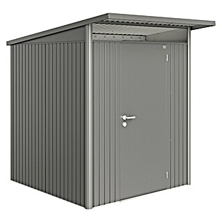 Biohort AvantGarde Gerätehaus A1 (Außenmaß inkl. Dachüberstand (B x T): 180 x 220 cm, Stahl, Quarzgrau Metallic, Einzeltür)