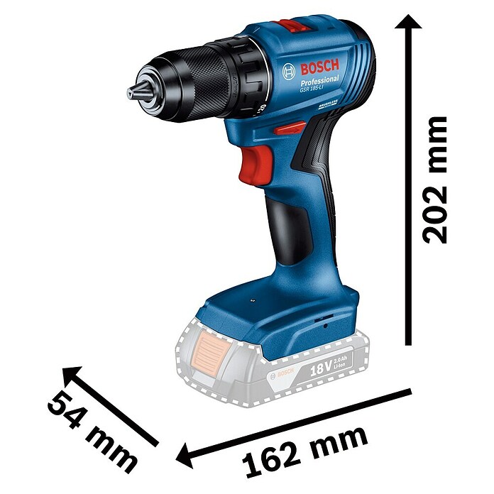 Bosch Professional Akumulatorski vrtalni vijačnik GSR 185-LI SOLO  (18 V, Brez baterije, 50 Nm) | Akumulatorski vijačniki in vrtalniki | Vrtalniki in vijačniki | Stroji | Orodja in stroji | Izdelki | BAUHAUS