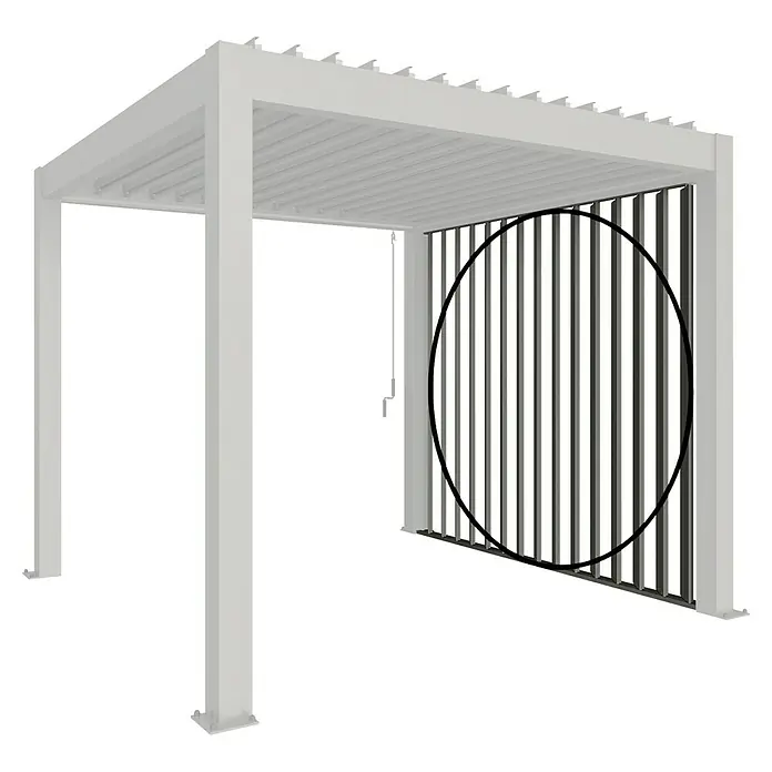 Biohort Seitenwand - Passend für Biohort Lamellenpavillon 3,5 m, Quarzgrau Metallic - Weiße Lamellen-Pergola mit vertikalem Lamellen-Seitenwand für den Außenbereich.