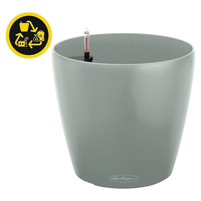 Lechuza Classico Pflanztopf Eco (Außenmaß (Ø x H): 34,5 x 32,5 cm, Kunststoff, Hellgrau) | BAUHAUS