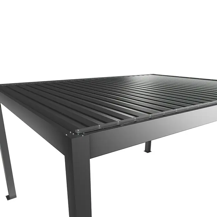 Biohort Pergola Lamellenpavillon Gr. 4,5 - B x T: 460 x 367,5 cm, Quarzgrau Metallic, Material Gestell: Stahl - Dunkelgraues Metall-Pergola-Gestell mit Lamellendach.