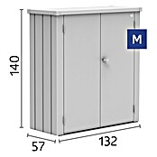 Biohort Geräteschrank (57 x 132 cm, Silber Metallic, Doppeltür)