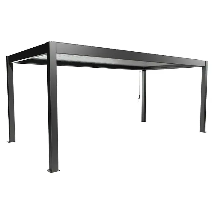 Biohort Pergola Lamellenpavillon Gr. 6 - B x T: 608 x 312 cm, Dunkelgrau Metallic - Silber Metallic, Material Gestell: Stahl - Dunkelgraue Metall-Pergola mit verstellbarem Lamellendach.
