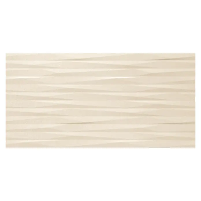 Corso Italia Wandfliese Lexington Drift 3D - 80 cm x 40 mm, Beige, Matt - Helle beige Texturplatte mit subtilem, horizontalem Wellenreliefmuster.
