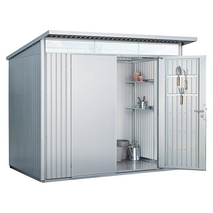 Biohort Gerätehaus (Silber Metallic, Doppeltür)