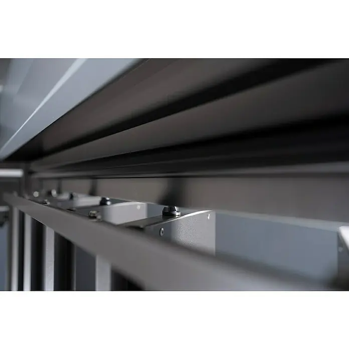 Biohort Pergola Lamellenpavillon Gr. 5 - B x T: 515,5 x 312 cm, Dunkelgrau Metallic, Material Gestell: Stahl - Matte graue Metallrahmenkonstruktion mit Parallelstangen und sichtbaren Befestigungen.