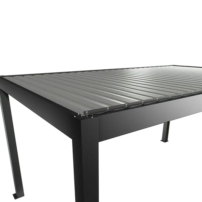 Biohort Lamellenpavillon - B x T: 515,5 x 312 cm, Dunkelgrau Metallic - Silber Metallic, Material Gestell: Stahl - Moderne dunkle Metall-Pergola mit grauem gerippten Metallpaneel-Dach für den Außensonnenschutz.