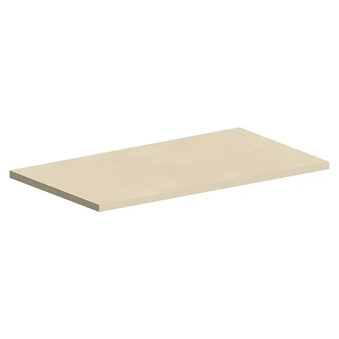 Atlas Concorde Solution Feinsteinzeugfliese Lexington - 60 x 120 cm, Gold, Matt - Helle beige rechteckige Platte mit strukturierter Oberfläche, schräg von oben gezeigt.