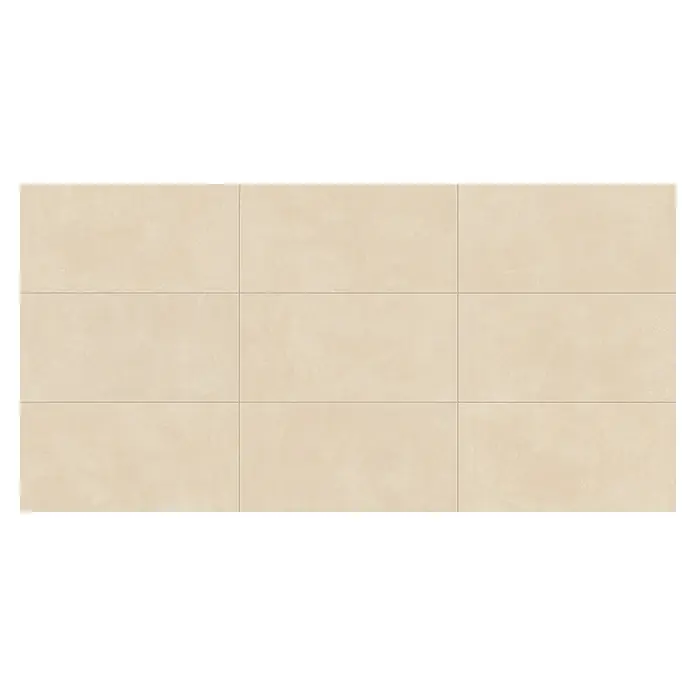 Atlas Concorde Solution Feinsteinzeugfliese Lexington - 60 x 120 cm, Gold, Matt - Helle beige rechteckige Bodenfliesen in einem Raster mit sichtbaren Fugen.