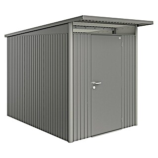 Biohort AvantGarde Gerätehaus A3 (Außenmaß inkl. Dachüberstand (B x T): 180 x 300 cm, Stahl, Quarzgrau Metallic, Einzeltür)